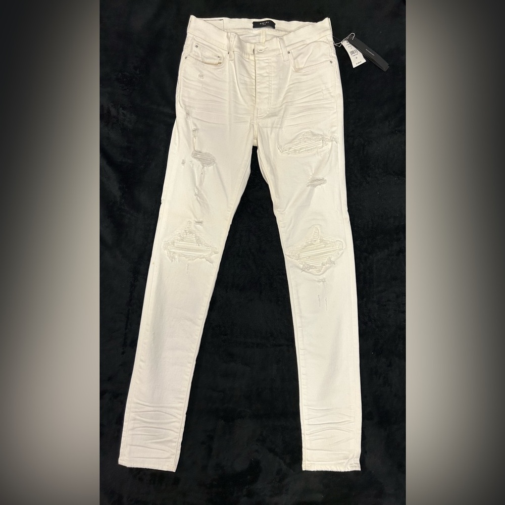 AMIRI Men's Skinny Distressed White Jeans